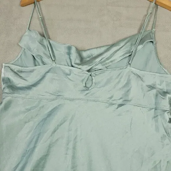 Victoria’s Secret Slip Dress Women's Large Green Satin Drape Neck Mini Y2K Party - Picture 9 of 13